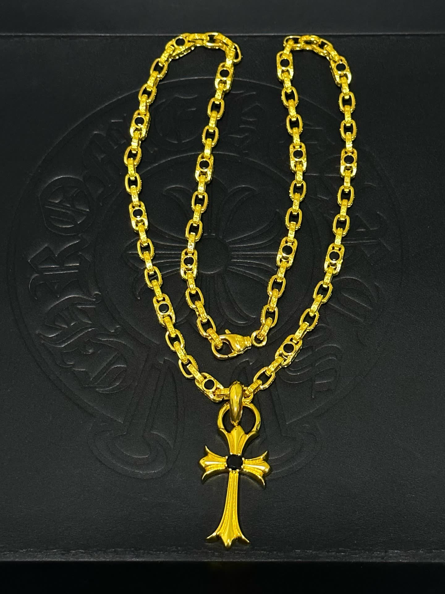 Chrome Hearts Gold Cross Pendant Necklace
